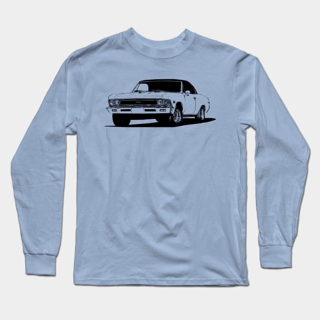 1966 Chevy Chevelle - stylized monochrome Long Sleeve T-Shirt by mal_photography